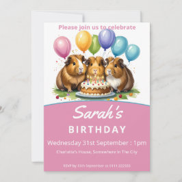 Invitación Fiesta de cumpleaños de los cerdos de Guinea