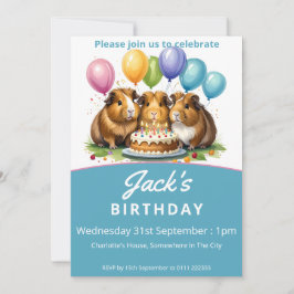 Invitación Fiesta de cumpleaños de los cerdos de Guinea