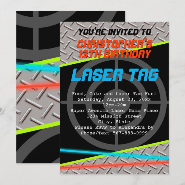Invitación Fiesta de cumpleaños de los chicos con etiqueta lá (Anverso / Reverso)