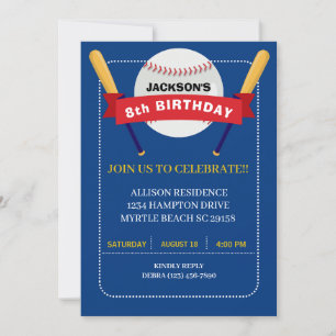 Invitación Fiesta de cumpleaños de los chicos de béisbol de r