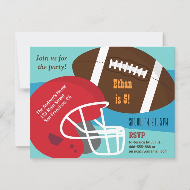 Invitación Fiesta de cumpleaños de los chicos de fútbol estad (Anverso)