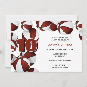 Invitación fiesta de cumpleaños de los chicos maroon white ba