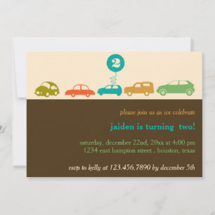 Invitación Fiesta de cumpleaños de los coches de colores