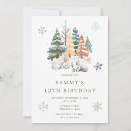 Invitación Fiesta de cumpleaños de los Conejos de Invierno Cu