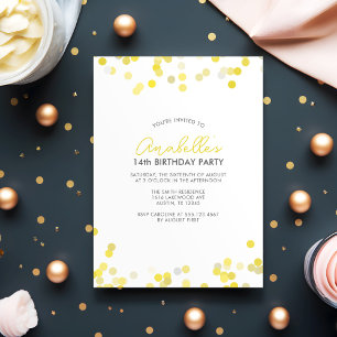 Invitación Fiesta de cumpleaños de los confetti amarillos