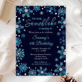 Invitación Fiesta de cumpleaños de los copos de nieve azules 