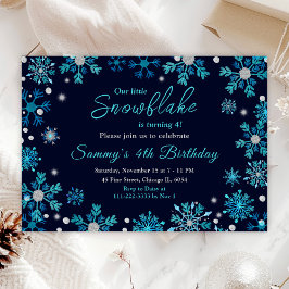 Invitación Fiesta de cumpleaños de los copos de nieve azules 