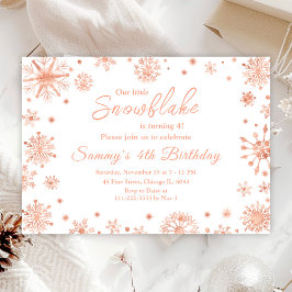 Invitación Fiesta de cumpleaños de los copos de nieve de oro