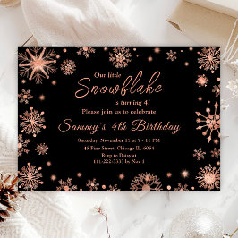 Invitación Fiesta de cumpleaños de los copos de nieve de oro 