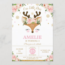 Invitación Fiesta de cumpleaños de los copos de nieve de oro 