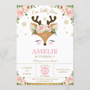 Invitación Fiesta de cumpleaños de los copos de nieve de oro