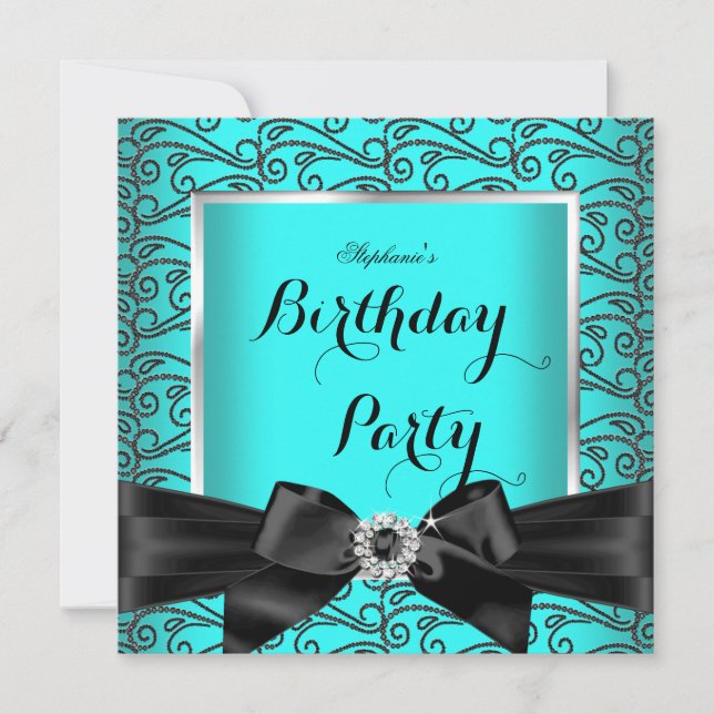 Invitación Fiesta de cumpleaños de los diamantes negros de pl (Anverso)