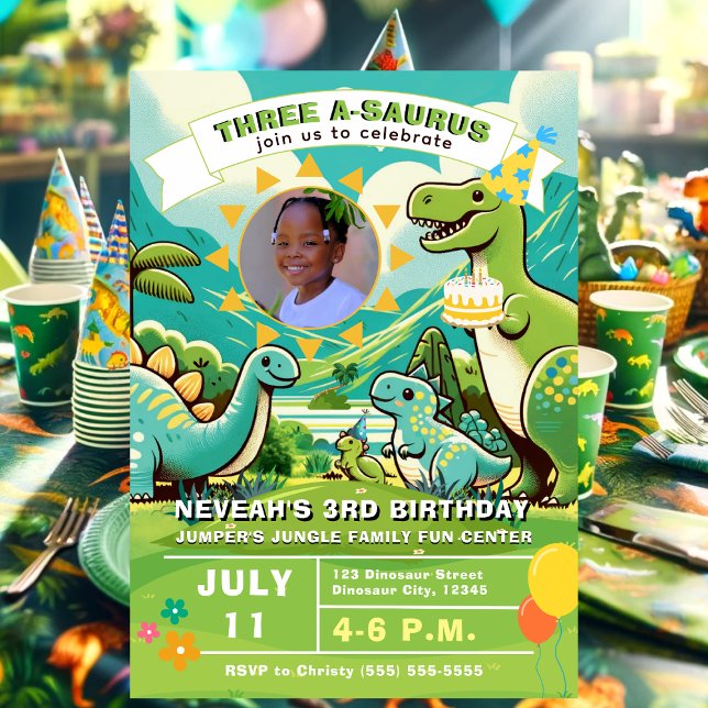 Invitación Fiesta de cumpleaños de los dinosaurios (Dinosaur Birthday Invitation)