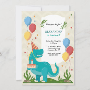 Invitación Fiesta de cumpleaños de los dinosaurios azules 