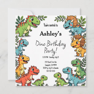 Invitación Fiesta de cumpleaños de los dinosaurios infantiles