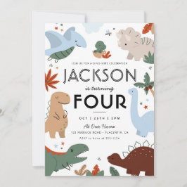 Invitación Fiesta de cumpleaños de los dinosaurios modernos