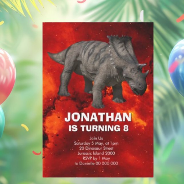 Invitación Fiesta de cumpleaños de los dinosaurios prehistóri (Dino-Mite Birthday Party Invitations!)