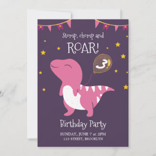 Invitación Fiesta De Cumpleaños De Los Dinosaurios Roares Púr
