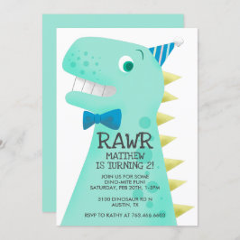 Invitación Fiesta de cumpleaños de los dinosaurios verdes