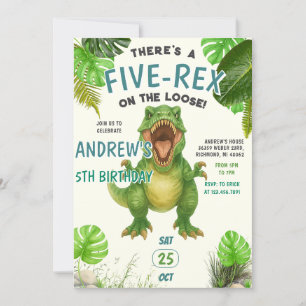 Invitación Fiesta de cumpleaños de los dinosaurios verdes per