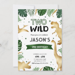 Invitación Fiesta de cumpleaños de los dinosaurios verdes y d