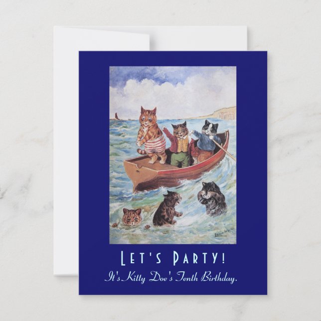 Invitación Fiesta de cumpleaños de los gatos de la natación (Anverso)