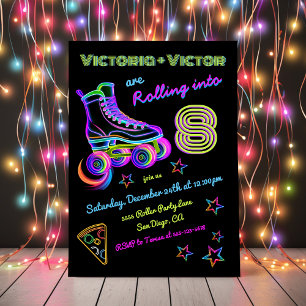 Invitación Fiesta de cumpleaños de los Gemelos de Patinaje de