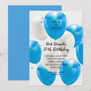 Invitación Fiesta de cumpleaños de los Globos Azules