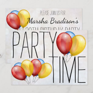 Invitación Fiesta de cumpleaños de los globos de tiempo fiest