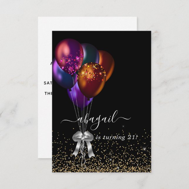 Invitación Fiesta de cumpleaños de los globos irlandeses oscu (Anverso / Reverso)