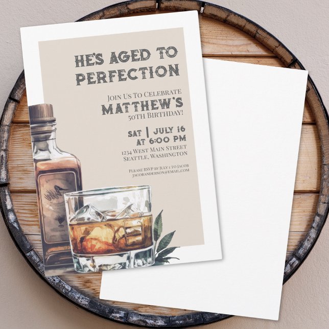 Invitación Fiesta de cumpleaños de los hombres de Whiskey (Whiskey Men's Birthday Party Invitation )