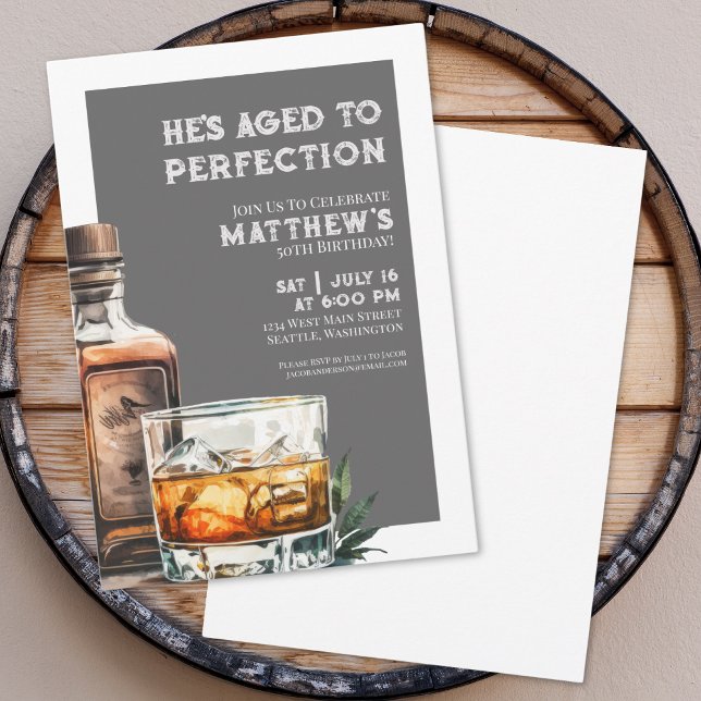 Invitación Fiesta de Cumpleaños de los Hombres del Whisky (Whiskey Men's Birthday Party Invitation)