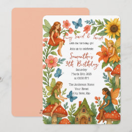 Invitación Fiesta de cumpleaños de los Jardín de Hadas Mágica