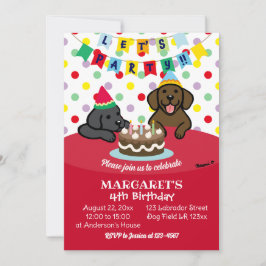 Invitación Fiesta de cumpleaños de los labradores negros y de