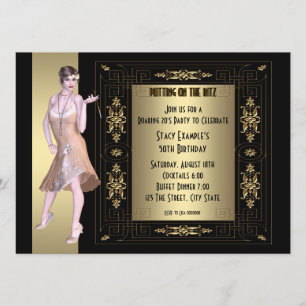 Invitación Fiesta de cumpleaños de los locos años 20