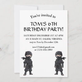 Invitación Fiesta de cumpleaños de los luchadores Ninja de An