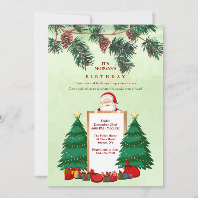 Invitación Fiesta de cumpleaños de los Navidades (Anverso)