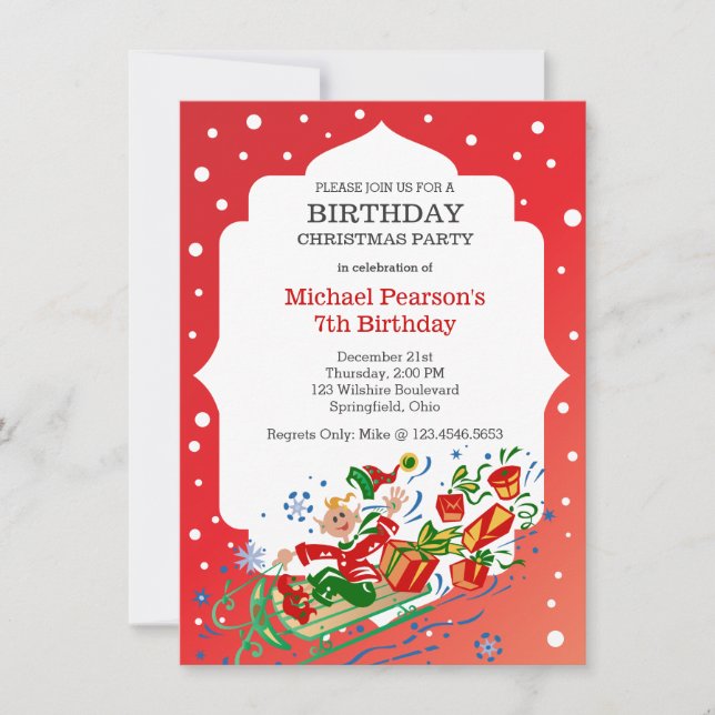 Invitación Fiesta de cumpleaños de los Navidades (Anverso)