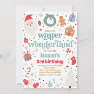 Invitación Fiesta de cumpleaños de los Navidades azules de Wi
