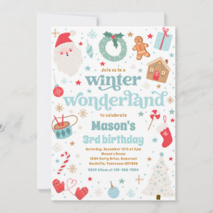 Invitación Fiesta de cumpleaños de los Navidades azules de Wi
