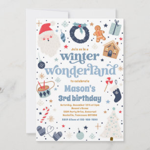 Invitación Fiesta de cumpleaños de los Navidades azules de Wi