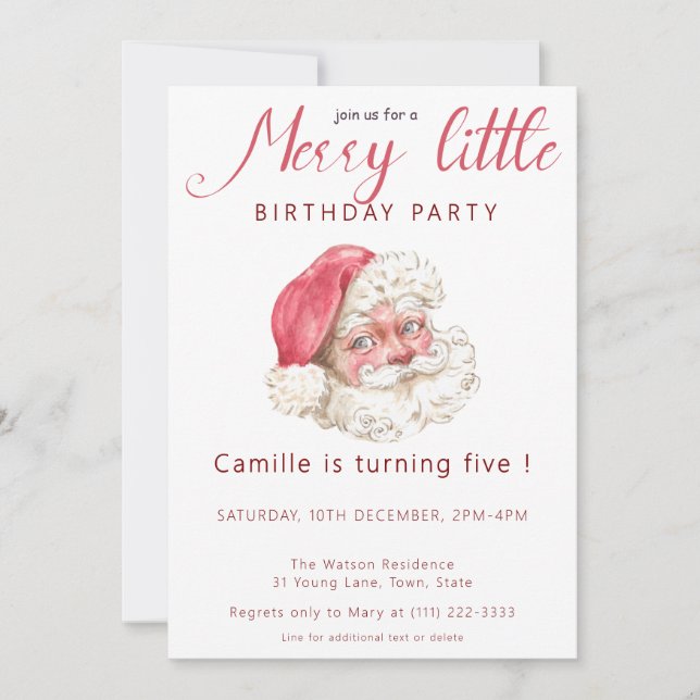 Invitación Fiesta de cumpleaños de los Navidades Cute Santa F (Anverso)