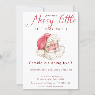 Invitación Fiesta de cumpleaños de los Navidades Cute Santa F