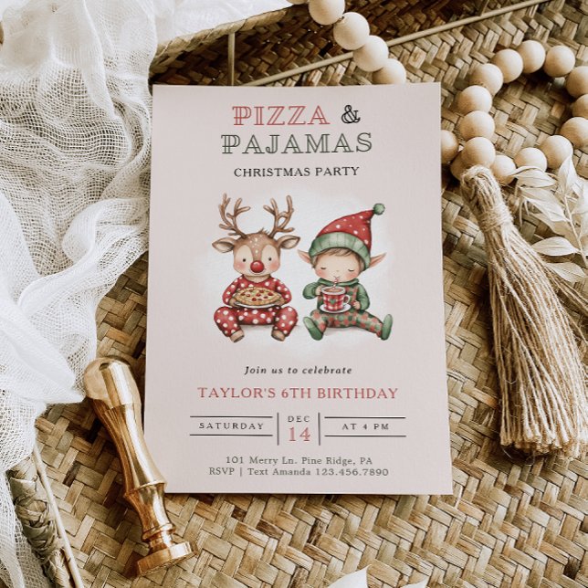 Invitación Fiesta de cumpleaños de los Navidades Pizza y Paja (Subido por el creador)