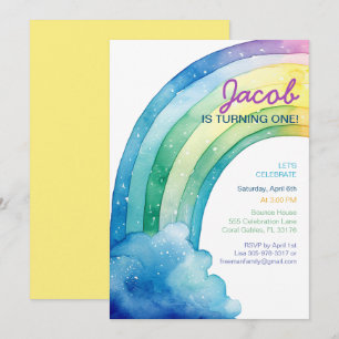 Invitación Fiesta de cumpleaños de los niños con acuarela arc