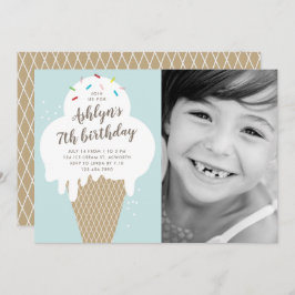 Invitación Fiesta de cumpleaños de los niños con helado