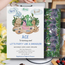 Invitación ¡Fiesta de cumpleaños de los niños de dinosaurios