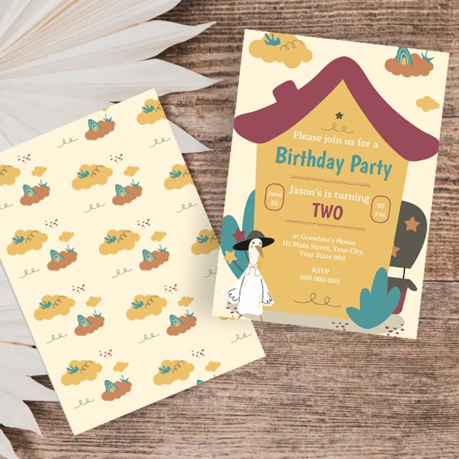 Invitación Fiesta de cumpleaños de los niños de la casa acoge (Cozy House Kids Birthday Party Invitation)