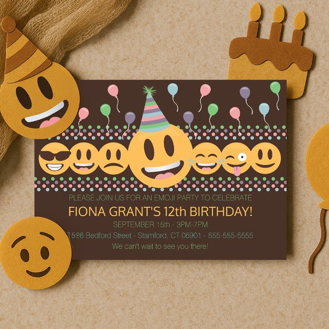 Invitación Fiesta de cumpleaños de los niños de la Emoji de l (Cute Emoji Birthday Party Invitation
)