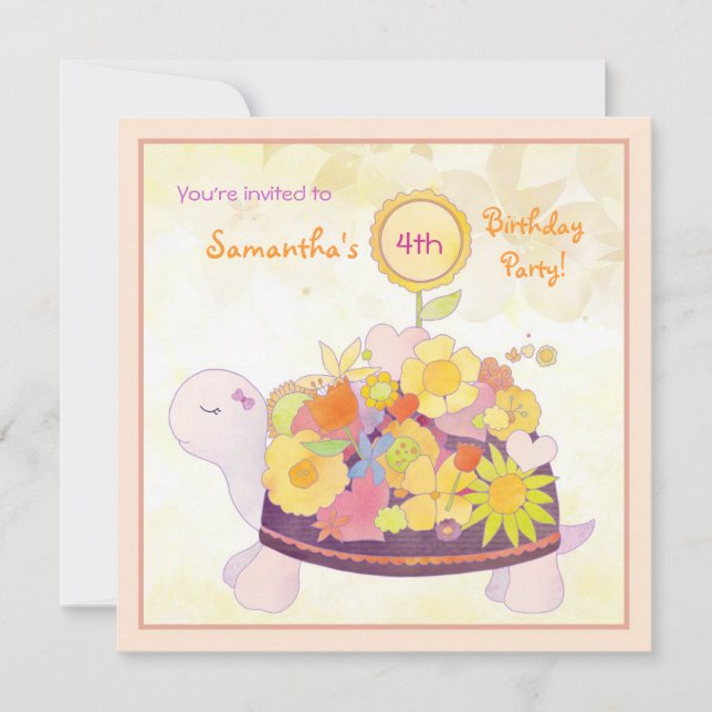 Invitación Fiesta de cumpleaños de los niños de las tortugas  (Anverso)